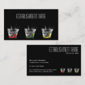 Cool Black Contemporary Cocktail Bar Business Card Visitenkarte (Vorne/Hinten)
