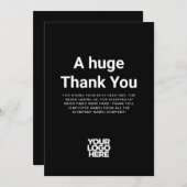 Cool Black Dankeschön Mitarbeiterkarte Einladung (Vorne/Hinten)