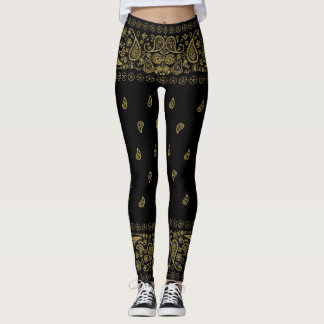 Cool Black Gold Paisley Leggings