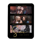 Cool Black Golden Romantic Wedding 3 Multi Photos Magnet (Vertikal)
