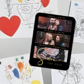 Cool Black Golden Romantic Wedding 3 Multi Photos Magnet