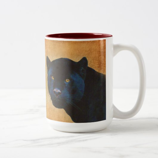 Cool Black Jaguar Panther Wildlife Big Cat Zweifarbige Tasse (Rechts)