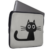 Cool Black Kitty Cat | Whimsistische Tierart Laptopschutzhülle (Vorne Rechts)
