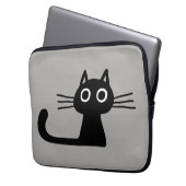 Cool Black Kitty Cat | Whimsistische Tierart Laptopschutzhülle (Vorderseite Links)