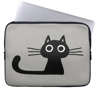 Cool Black Kitty Cat   Whimsistische Tierart Laptopschutzhülle
