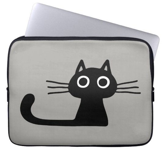 Cool Black Kitty Cat | Whimsistische Tierart Laptopschutzhülle (Vorderseite)