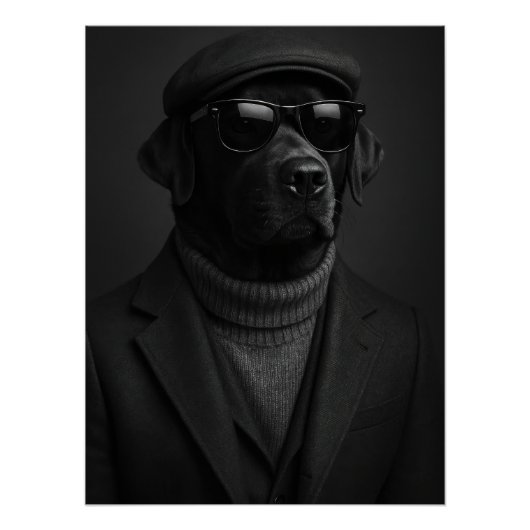 Cool Black Labrador with Sunglasses & Tweed Hat Poster (Vorderseite)