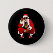Cool Black Man Santa Claus Christmas African Ameri Button (Vorderseite)