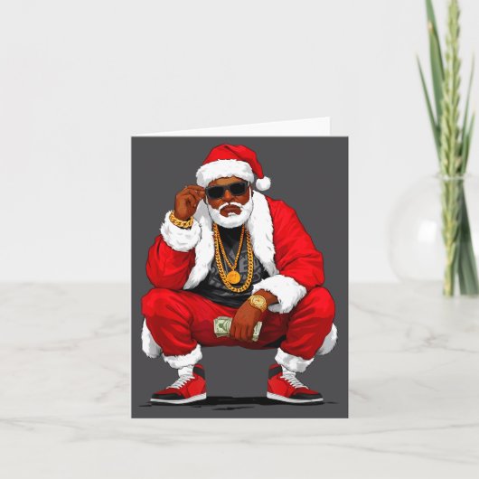 Cool Black Man Santa Claus Christmas African Ameri Karte (Vorderseite)