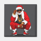 Cool Black Man Santa Claus Christmas African Ameri Magnet (Vorne)