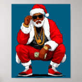 Cool Black Man Santa Claus Christmas African Ameri Poster (Vorne)