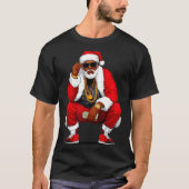 Cool Black Man Santa Claus Christmas African Ameri T-Shirt (Vorderseite)