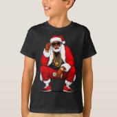 Cool Black Man Santa Claus Christmas African Ameri T-Shirt (Vorderseite)