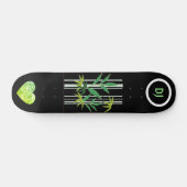 Cool Black Mit Monogramm Bamboo und Heart Skateboa Skateboard (Horizontal)