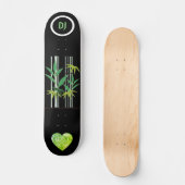 Cool Black Mit Monogramm Bamboo und Heart Skateboa Skateboard (Vorderseite)