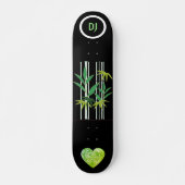 Cool Black Mit Monogramm Bamboo und Heart Skateboa Skateboard (Vorne)