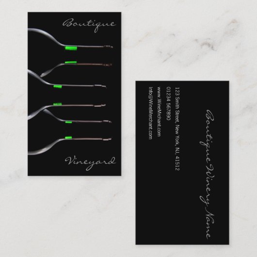 Cool Black Modern Wine Bottle Foto Business Card Visitenkarte (Vorne/Hinten)