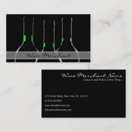 Cool Black Modern Wine Bottle Foto Business Card Visitenkarte (Vorne/Hinten)