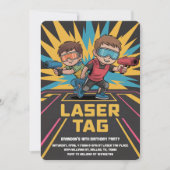 Cool Black Neon Laser Tag Geburtstag Einladung (Vorderseite)