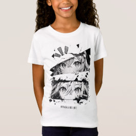Cool Black White Manga Eyes Anime Girls Graphic Te T-Shirt