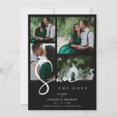 Cool Black & White Trend 4 Multi Photos Collage QR Save The Date (Vorderseite)