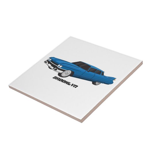 Cool-blau-Oldtimer 1959 Fliese (Seite)