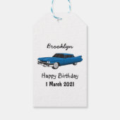 Cool-blau-Oldtimer 1959 Geschenkanhänger (Rückseite)