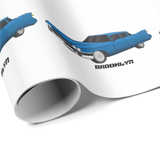 Cool-blau-Oldtimer 1959 Geschenkpapier (Rolleneckpunkt)