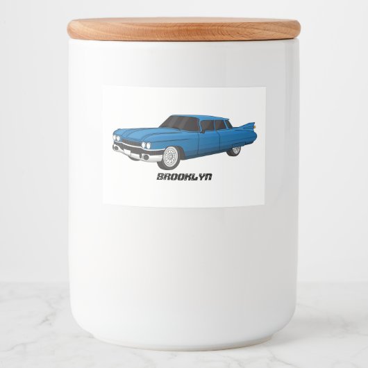 Cool-blau-Oldtimer 1959 Lebensmitteletikett (Vorderseite)