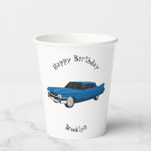 Cool-blau-Oldtimer 1959 Pappbecher (Rückseite)