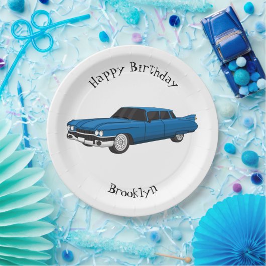 Cool-blau-Oldtimer 1959 Pappteller (Party)