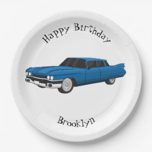 Cool-blau-Oldtimer 1959 Pappteller