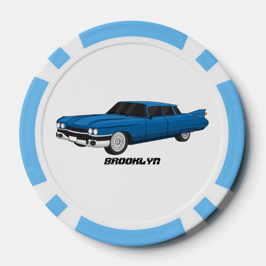 Cool-blau-Oldtimer 1959 Pokerchips (Rückseite)