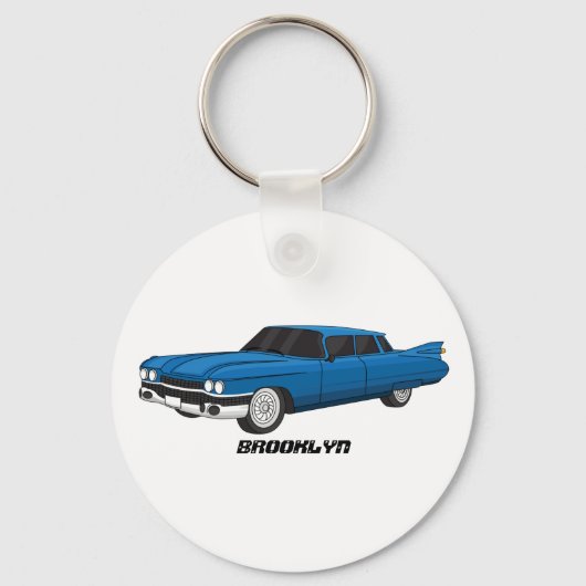 Cool-blau-Oldtimer 1959 Schlüsselanhänger (Vorderseite)