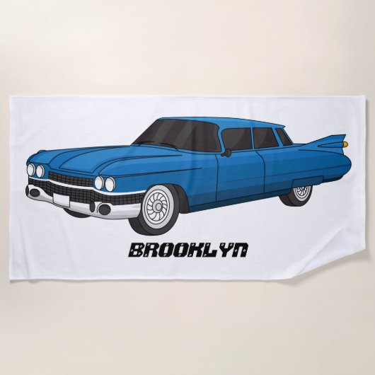 Cool-blau-Oldtimer 1959 Strandtuch (Vorderseite)