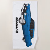 Cool-blau-Oldtimer 1959 Strandtuch (Vorderseite)