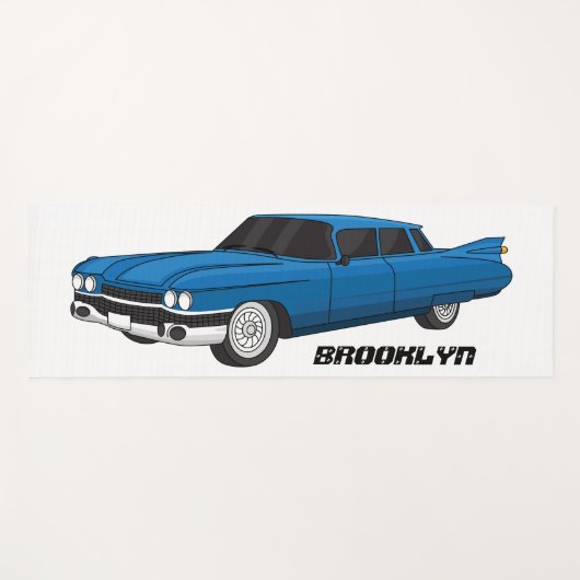 Cool-blau-Oldtimer 1959 Yogamatte (Vorderseite (Horizontal))