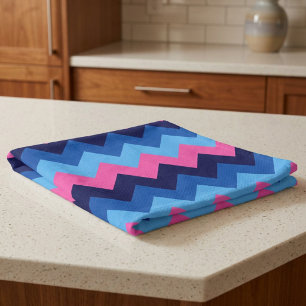 Cool Blau Pink Zickzack Muster Küchentücher