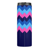 Cool Blau rosa Zickzack Monogram Thermisch Tumbler Thermosbecher (Rückseite)