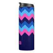 Cool Blau rosa Zickzack Monogram Thermisch Tumbler Thermosbecher (Nach rechts gedreht)