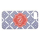 cool-blaue Graue Hauptstruktur Monogramm Case-Mate iPhone Hülle (Rückseite (Horizontal))