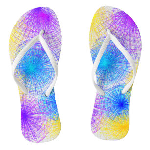 Cool-Blaue Lila-gelbe Spiralen Badesandalen