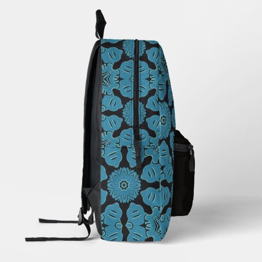 Cool-Blaue Mandala-Muster-Monogramm-Initialen Bedruckter Rucksack (Links)