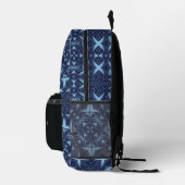 Cool-Blaue Mandala-Muster-Monogramm-Initialen Bedruckter Rucksack (Rechts)