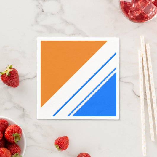 Cool-blaue Orange-weiße Streifen Serviette (Beispiel)