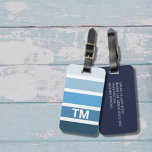 Cool-Blaue Streifen Monogramm Gepäckanhänger<br><div class="desc">Gepäckanhänger mit blauen,  weißen Streifen. Cool modernes Design.</div>