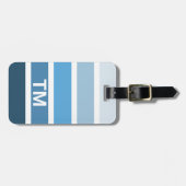 Cool-Blaue Streifen Monogramm Gepäckanhänger (Vorderseite horizontal)