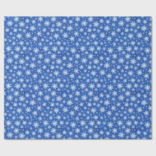 Cool Blaue Winterschneeflocken Geschenkpapier (Flach)