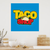 cool-blauer Taco Shop Poster (Küche)