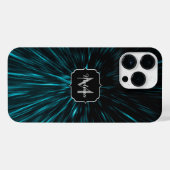 Cool blaues Hypergalaxie-Monogramm der Abstrakten  iPhone Hülle (Rückseite (Horizontal))